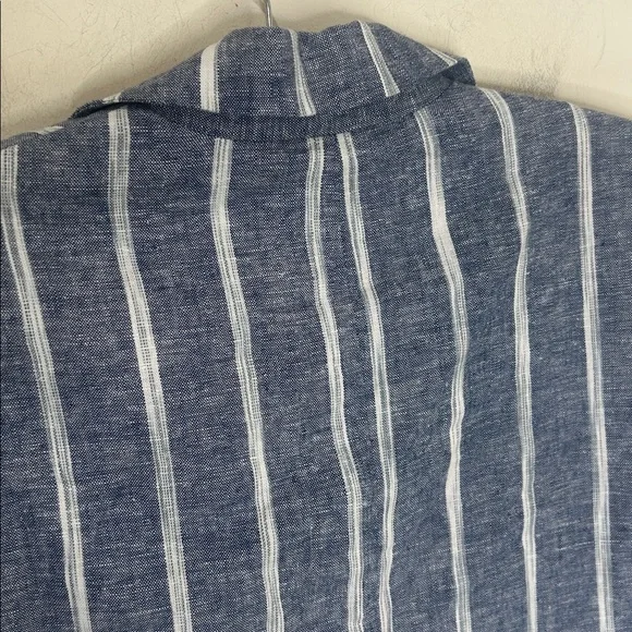 DREW Blue Linen Blend Striped Blazer Jacket Size Medium - Picture 13 of 16